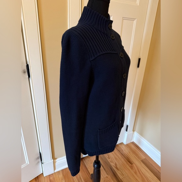 Lands End Drifter Button Cardigan Navy Blue Sweater Anchor Button Women’s Size S - Picture 14 of 15